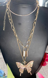 3pc Butterfly Gold Necklace