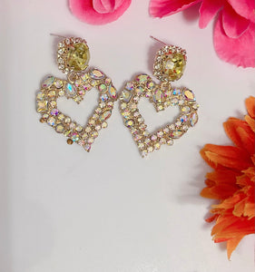 Iridescent Heart 925 Post-back Earrings