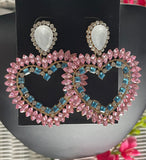 Pink Heart Earring Set