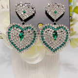 Teal Heart Shaped Bling Earring set