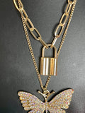 3pc Butterfly Gold Necklace