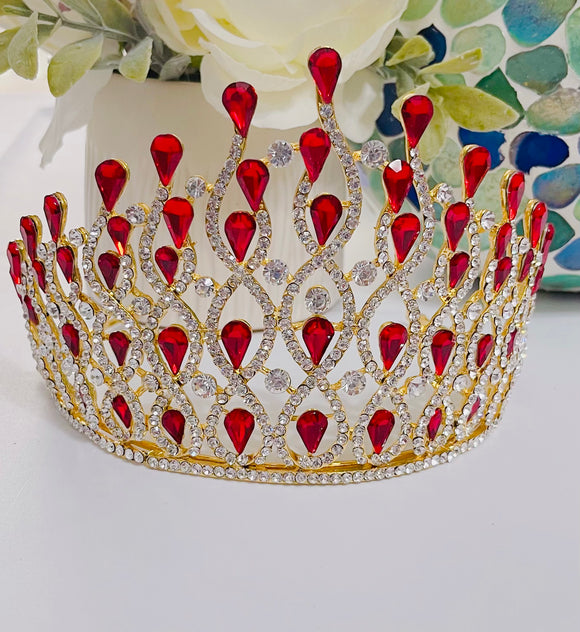 Rose Gold Red Ruby  Peacock style Bling Crown