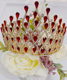 Rose Gold Red Ruby  Peacock style Bling Crown