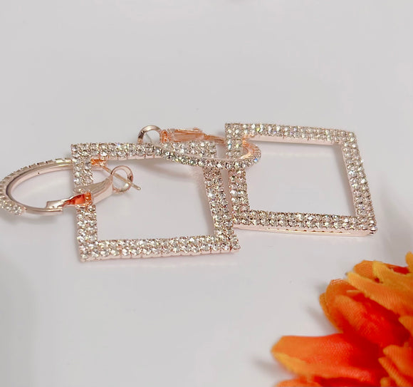 Square Bling 925 Post-back Earrings