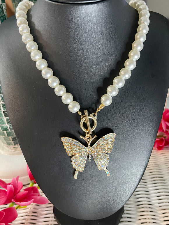 Butterfly Pearl Necklace